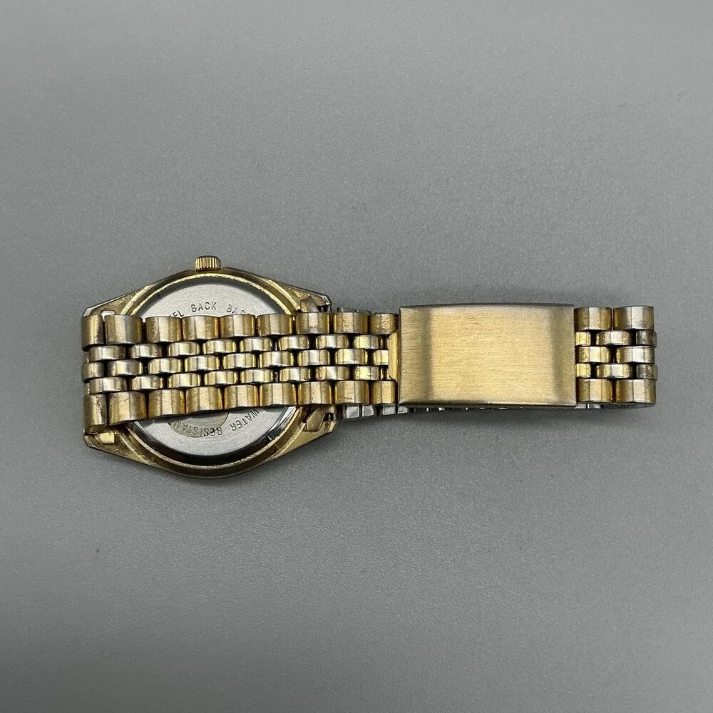 Vintage Benrus President Mens Watch 37mm Gold Tone Date New Battery 7.5